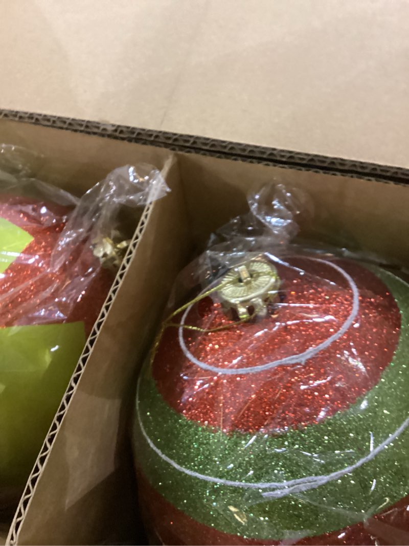 Wettarn Set of 8 Large Christmas Ball Ornaments 6 Inch Glitter Hanging Christmas Plastic Balls Indoo