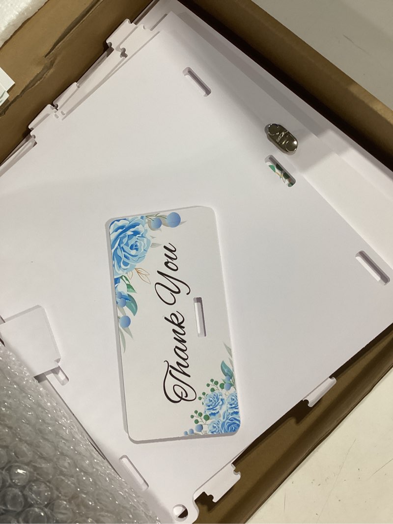 Condition photo showing Good Condition for ourwarm white wedding card box with lock, pvc gift card box with blue wreath, wedding decorations for reception envelop money gift boxes for graduation birthday bridal baby shower decor