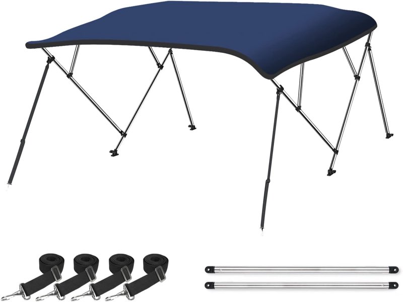 Naviskin 10 Optional Colors Available 3-4 Bow 13 Different Size Bimini Top Cover Includes Mounting Hardwares,Storage Boot with 1 Inch Aluminum Frame Pacific Blue 3 Bow 6'L x 46" H x 54"-60" W