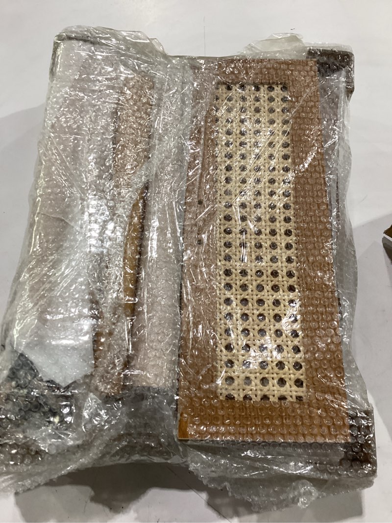 Condition photo showing New/Like New for maxsmeo mid century modern nightstand with drawer, small nightstand bedside table, rattan nightstand, wood end table for bedroom, living room (brown) top-brown walnut