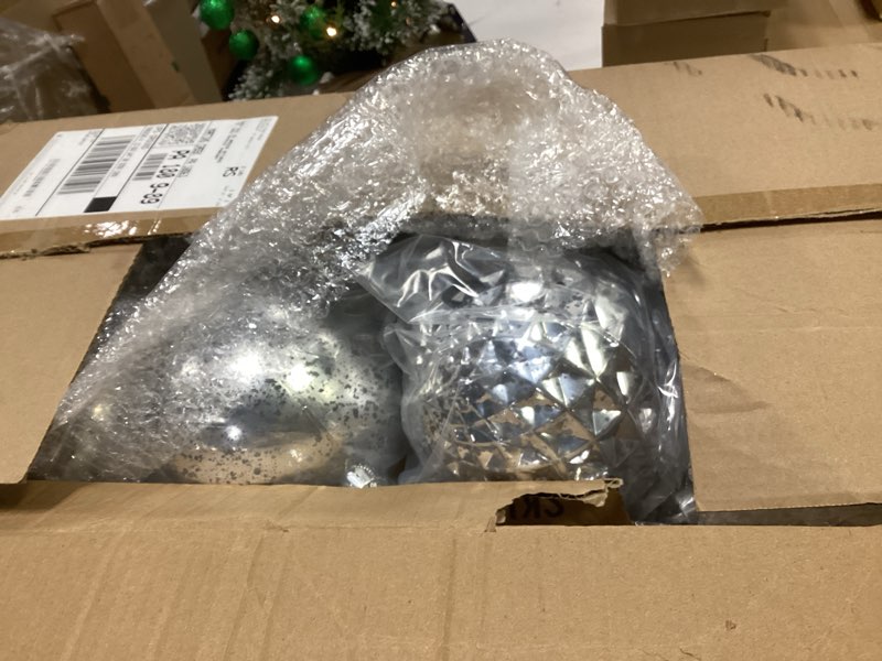 Condition photo showing New/Like New for (The c9lor is gray) Jenaai 8 Pcs Blue Extra Large Christmas Ball Ornaments Set, 6 Inch Giant Oversized Hanging Ornaments Glitter Assorted Shatterproof Xmas Tree Balls for Indoor Outdoor Holiday Party Home Decor 8 Blue 6 inch