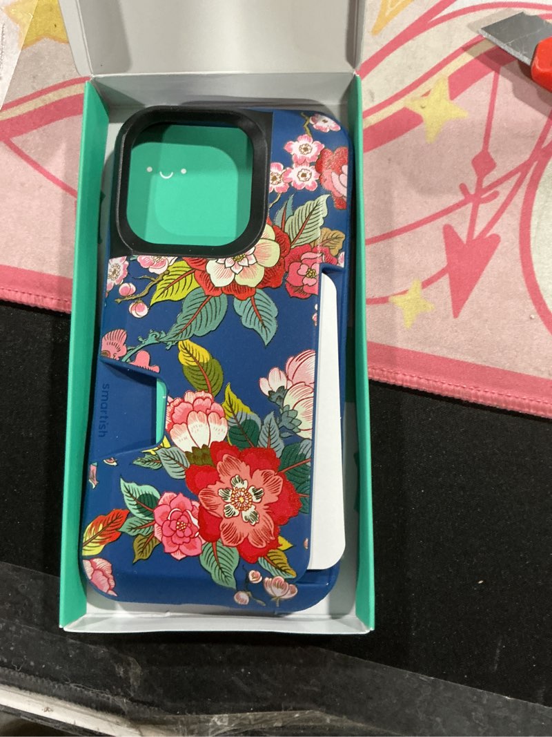 Condition photo showing Good Condition for Smartish® iPhone 14 Pro Wallet Case - Wallet Slayer Vol. 1 [Slim + Protective] Credit Card Holder - Drop Tested Hidden Card Slot Cover Compatible with Apple iPhone 14 Pro - Flirty Flowers [Flirty Floral] iPhone 14 Pro