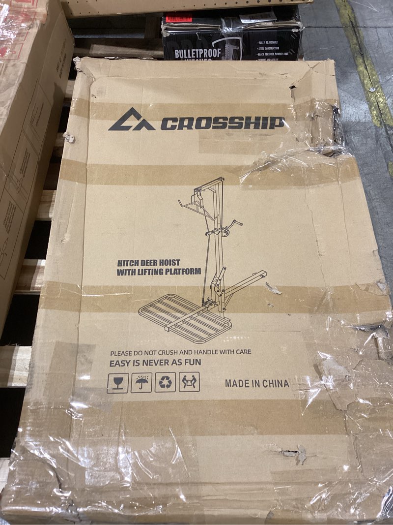Condition photo showing New/Like New for hitch game hoist - deer hoist for truck hitch + lifting system platform for 2'' receiver, 360° swivel crane & lift - truck bed kit with winch/gambrel - 400lbs capacity