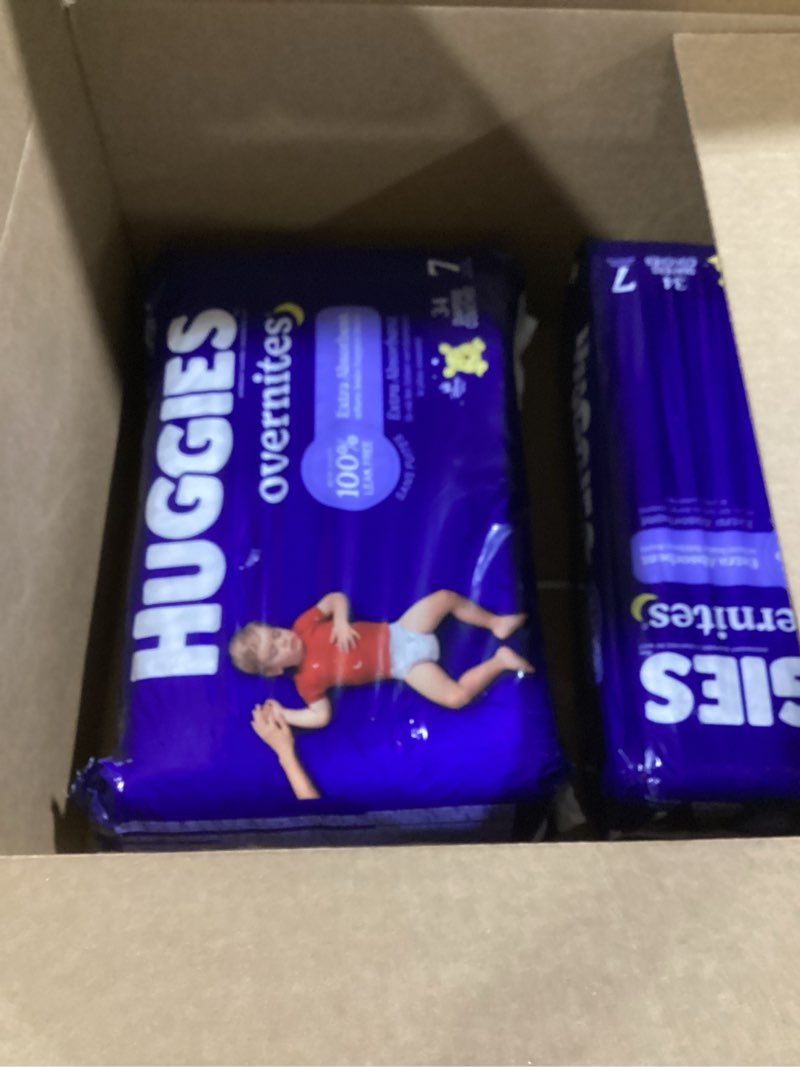 Condition photo showing Good Condition for  2 pack Huggies Overnites Size 7 Overnight Diapers (41+ lbs), 34 Ct, Packaging May Vary Size 7 36