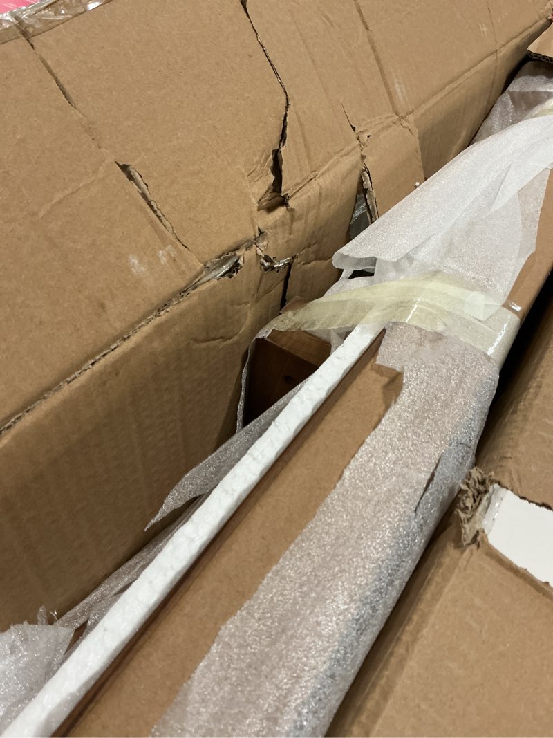 Condition photo showing Good Condition for Solid Wood Bench, 39" Farmhouse Entryway Bench with Storage Shelf, Triangular Leg Design, Narrow Rustic Benches for Hallway, Bedroom, Dining, Kitchen, Easy Assembly