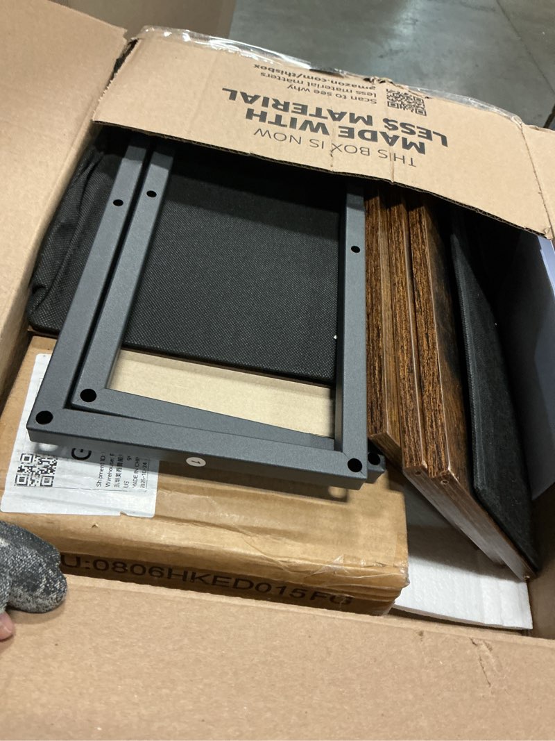 Condition photo showing As Is for Snughome Narrow Side Table with Charging Station, Slim End Table for Small Spaces, 3 Tier Skinny Nightstand with Drawer, Sofa Beside Table with Storage Shelf for Living Room Bedroom Rustic Brown