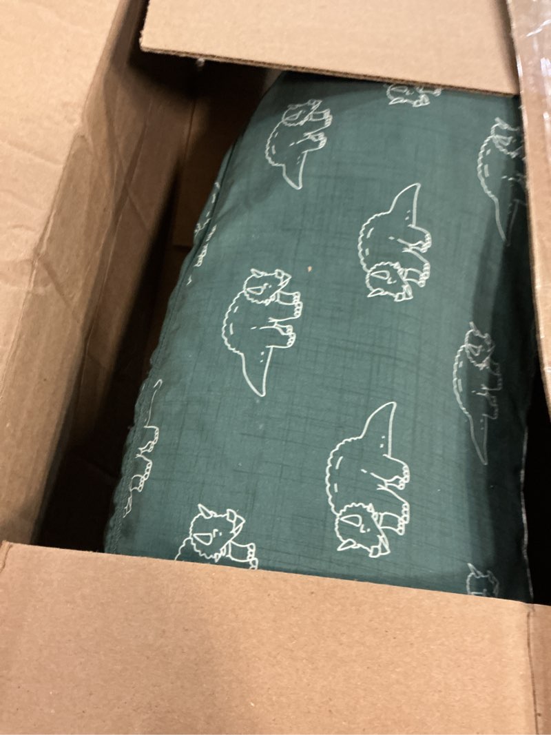 Condition photo showing As Is for boppy nursing pillow - firm, ergonomic u-shaped bottle and breastfeeding pillow with high lift for comfort and support, spacious surface - forest green dinos new nursing pillow forest green dinos