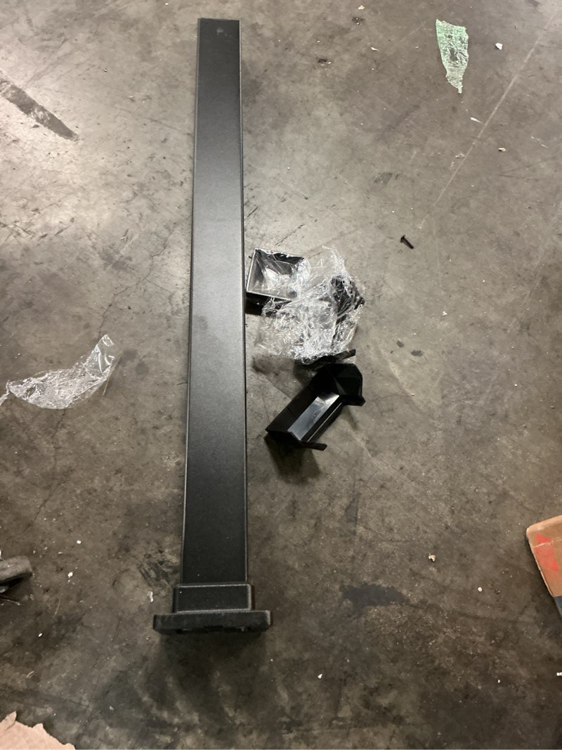 Condition photo showing As Is for aria railing 3 in. x 3 in. x 36 in. black powder coated aluminum deck post kit