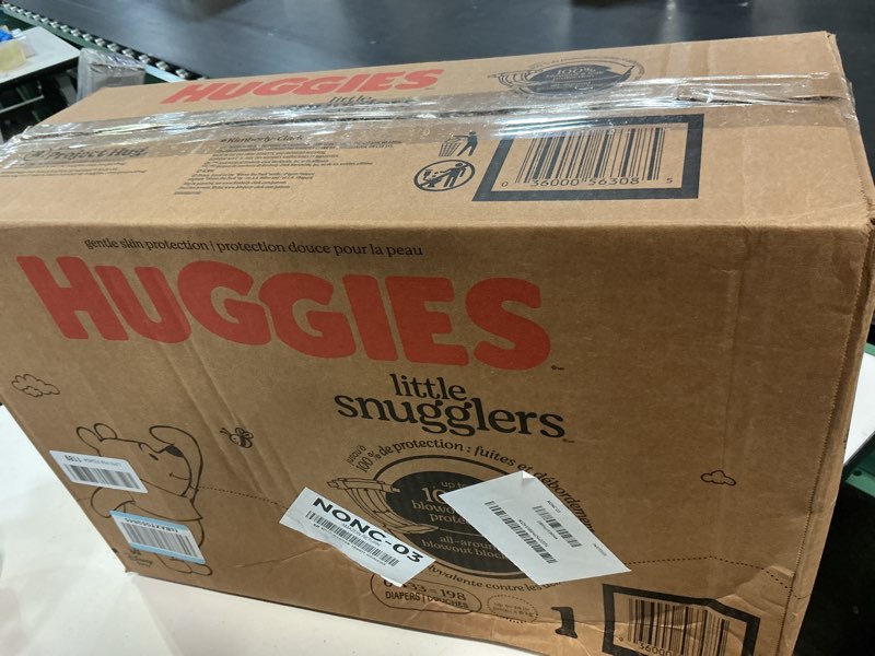 Condition photo showing New/Like New for huggies size 1 diapers, little snugglers diapers, size 1 (8-14 lbs), 198 count (6 packs of 33), packaging may vary size 1 198