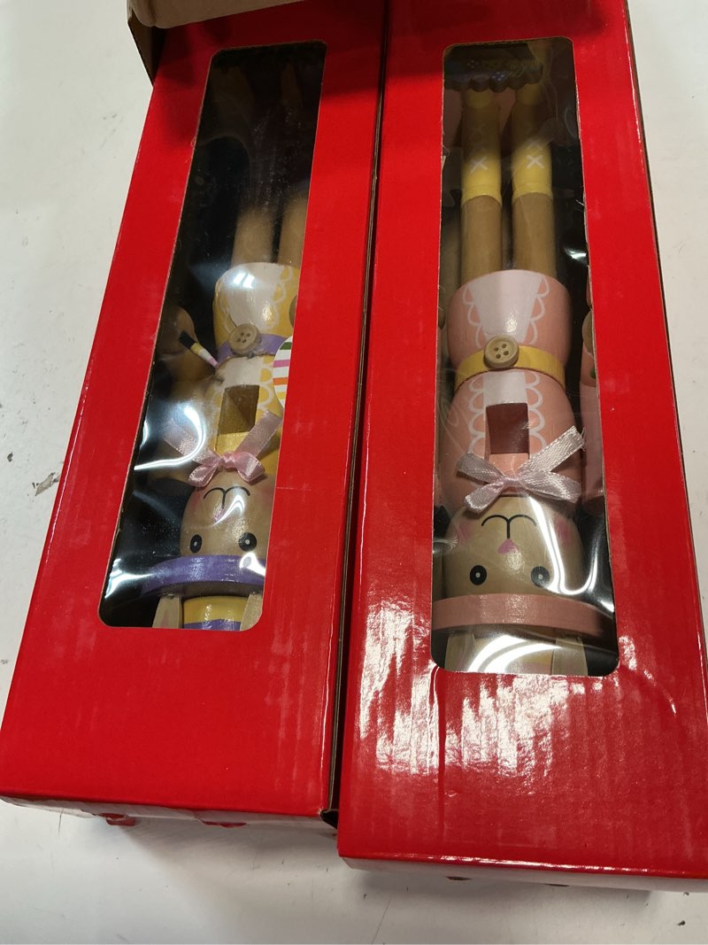 Condition photo showing New/Like New for Easter Nutcracker Decorations, 12" Wooden Nutcracker Easter Bunny Decor, Indoor Decorations for Table, Spring Decor for Home, Rabbit Figuring for Home and Office Gifts