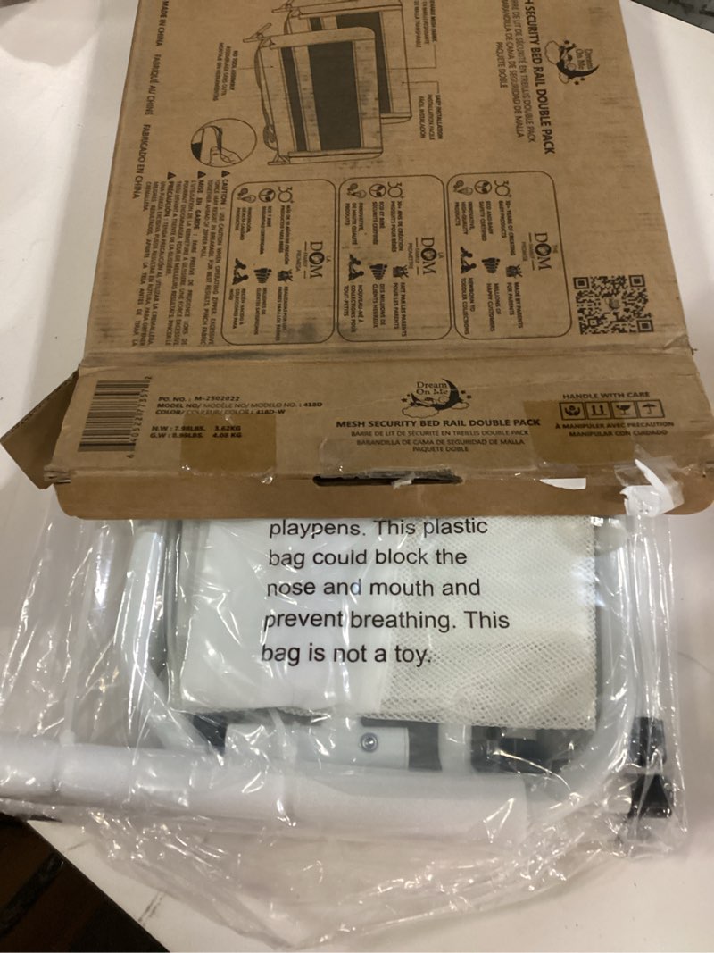 Condition photo showing New/Like New for Dream On Me Lightweight Mesh Security Adjustable Bed Rail Double Pack with Breathable Mesh Fabric in White, 2 Count (Pack of 1)