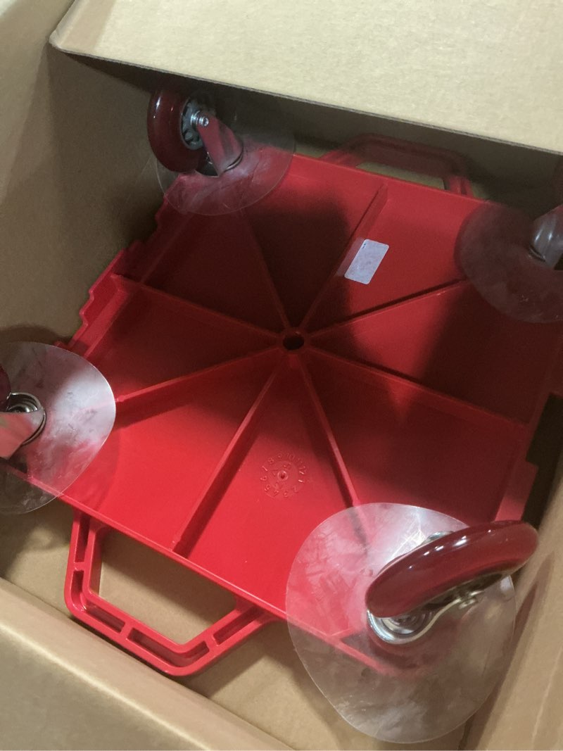 Condition photo showing Good Condition for Cosom Scooter Board, 16 Inch Premium Sit & Scoot Board with 4 Inch Non-Marring Performance Wheels, Double Race Bearings, & Safety Handles, Physical Education Class Equipment Red 16-Inch