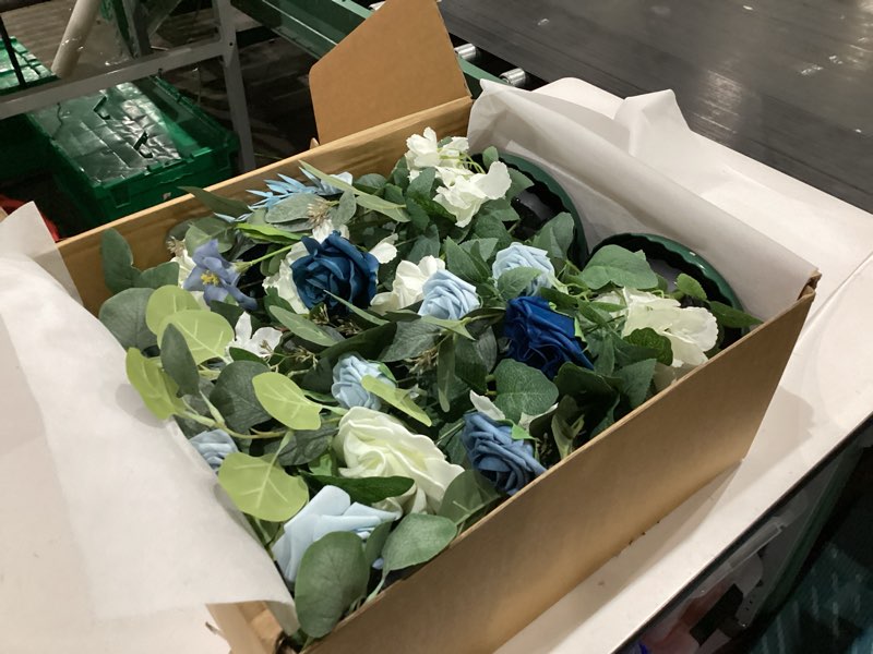 Condition photo showing Good Condition for ling's moment 41" tall free standing artificial flowers arrangements 2 pcs wedding arch altar stage decorations dusty blue navy for ceremony reception silk rose fake floral party outdoor beach decor blu-dusty blue & navy 41" tall x 22" cross