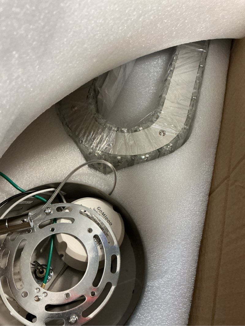 Condition photo showing Good Condition for ykolupty 1-ring chandelier silver modern pendant lighting led dimmable hanging crystal chandelier for kitchen island foyer lobby living room staircaes silver 1-light