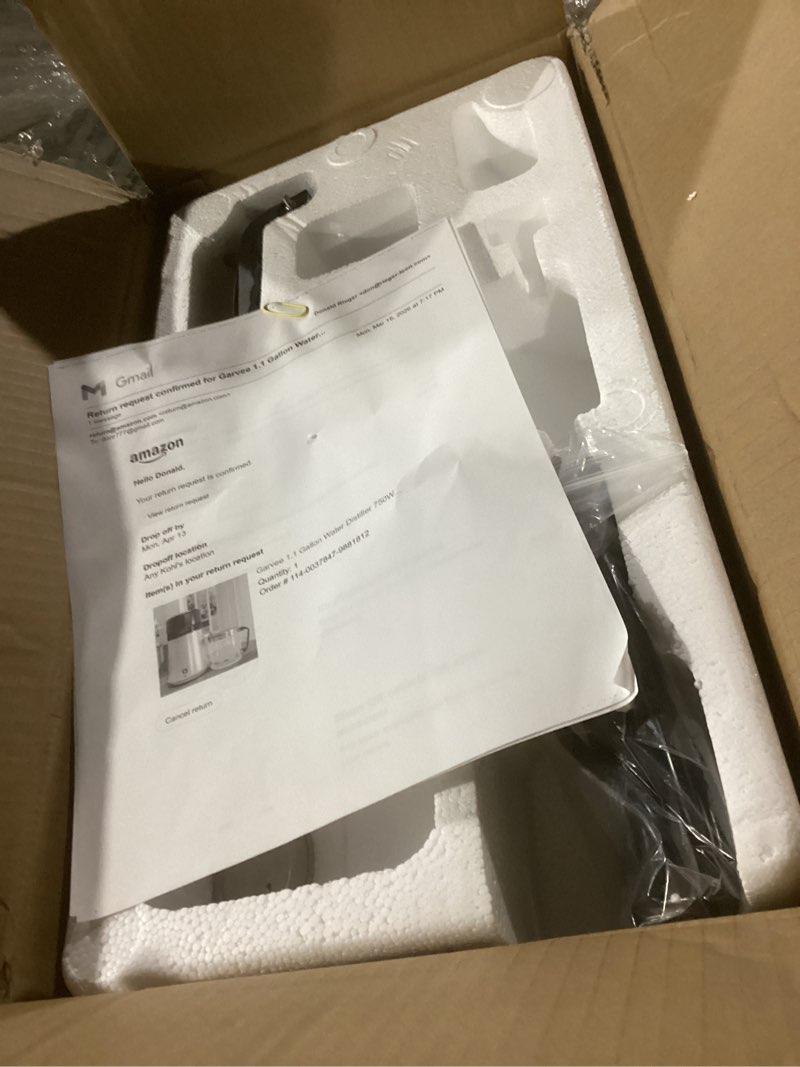 Condition photo showing Good Condition for garvee 1.1 gallon water distiller 750w home water purifier with glass jug drinking water purification filter set produces water with 2ppm purity ideal for home and office use - silver silver 4l glass jug