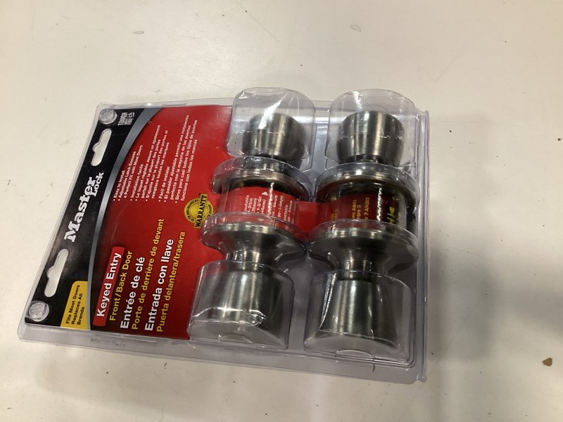 Condition photo showing Good Condition for Master Lock TUO0115T Tulip Door Knob with Lock, Satin Nickel, 2 Pack