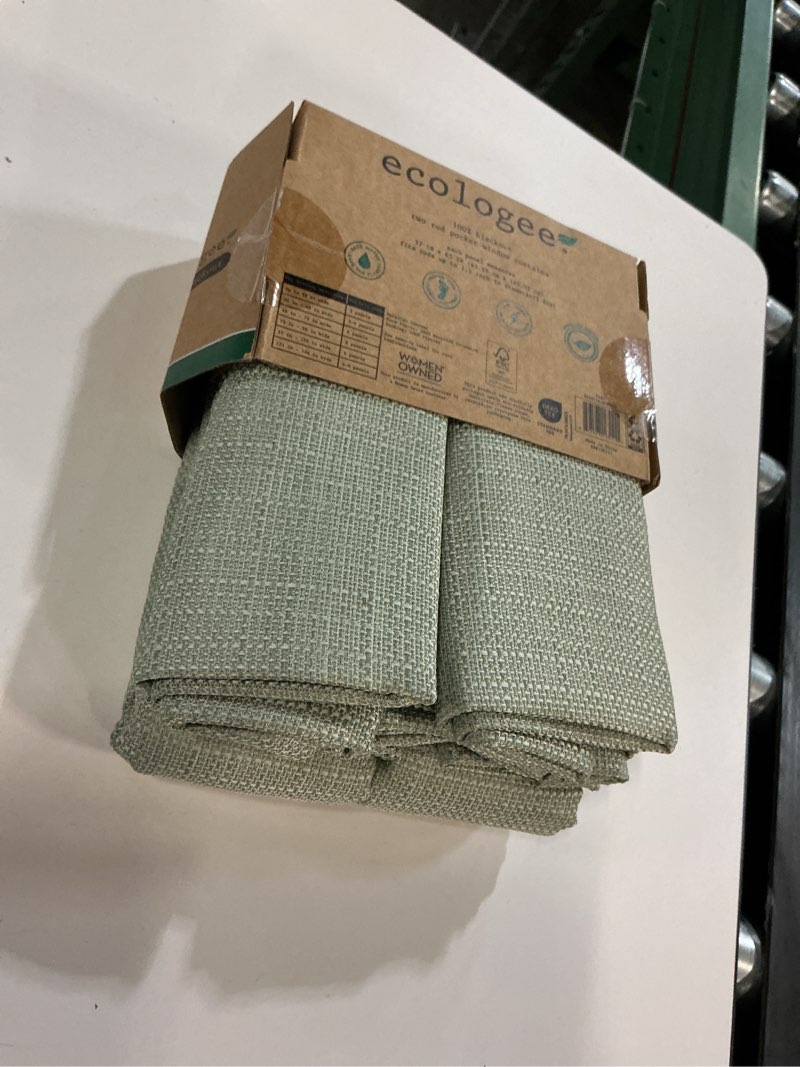 Condition photo showing Good Condition for ecologee wakefield textured 100% blackout rod pocket indoor curtain panel pair, sage, 37" w x 63" l