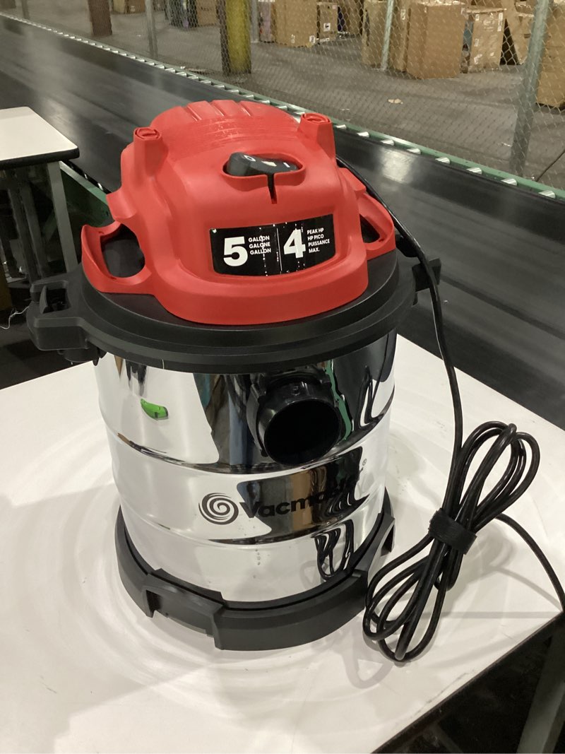 Condition photo showing As Is for (NEEDS WORK) Vacmaster 5-Gallon* 4 Peak HP Stainless Steel Wet/Dry Vacuum – VOC508S 1101 5 Gal