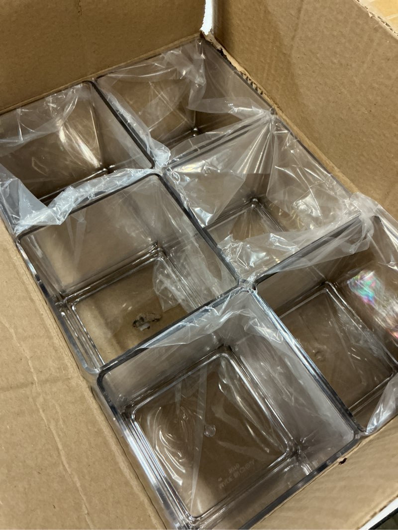 Condition photo showing Good Condition for 12 Pcs Clear Square Vases Acrylic for Centerpieces-4'' x 4'' Cube Square Flower Vase Bulk, Plastic Vases Container for Flowers Centerpieces Office Home Table Wedding Floral Plant