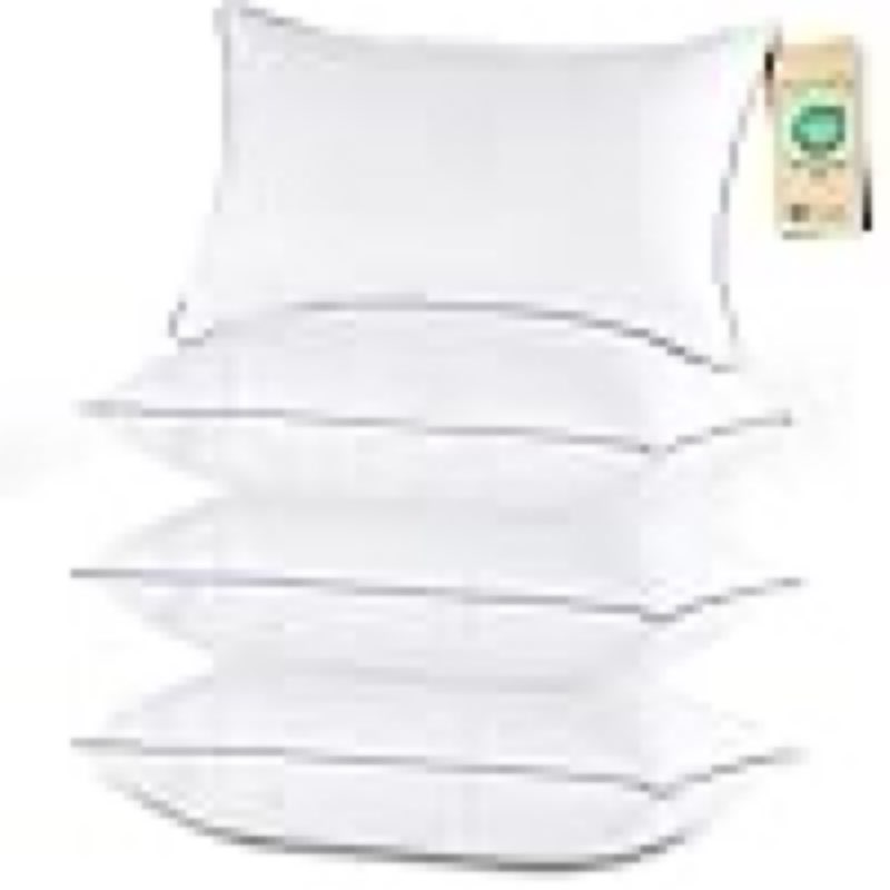 JOLLYVOGUE Pillows King Size Set of 4, Washable Supportive Bed Pillows with Super Soft Down Alternative Fill, Luxury Fluffy Hotel Quality for Side, Back, and Stomach Sleepers