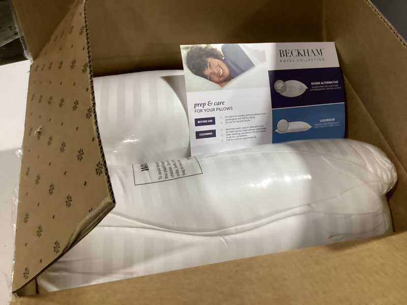 Condition photo showing New/Like New for beckham hotel collection bed pillows standard/queen size set of 2 - original soft down alternative pillow for sleeping - soft support for back, stomach or side sleepers queen / standard white