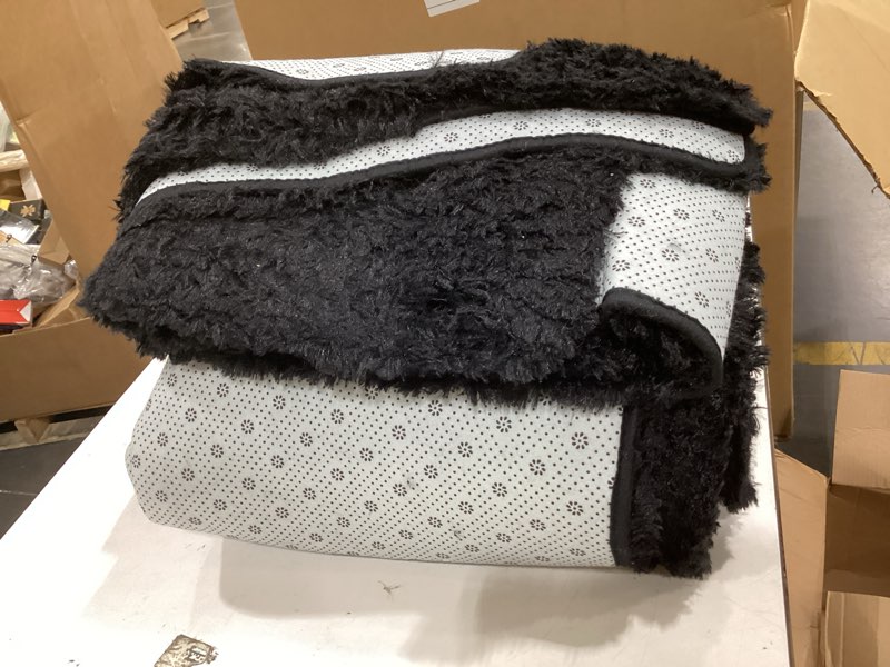 Condition photo showing As Is for 8x10 fluffy area rugs for living room,shag area rug for bedroom,black soft fuzzy rug non-shedding indoor plush carpet for kids bedroom nursery home decor black 8' x 10' (rectangular)