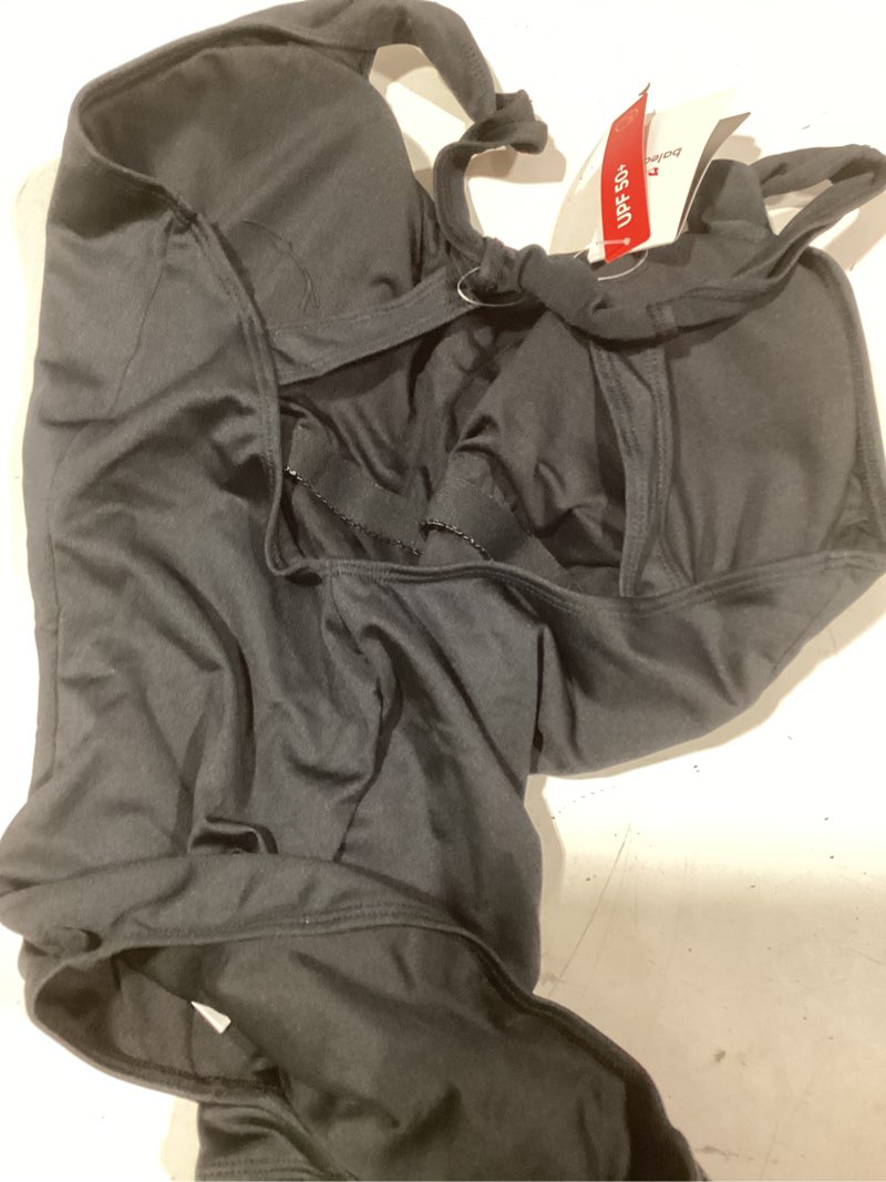 Condition photo showing As Is for baleaf women's racerback athletic one piece modest bathing suit large black