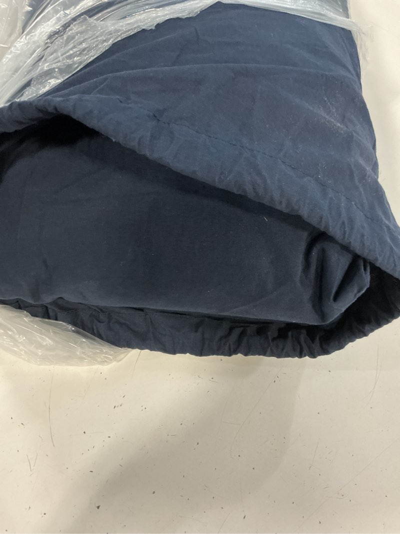 Condition photo showing As Is for organic crisp percale sheet set, king, navy
