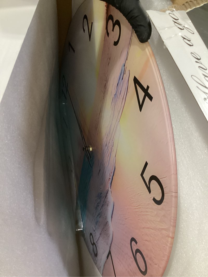 Condition photo showing Good Condition for blue wall clock silent glass beach wall clock for living room large wall clocks battery operated 20 inch 20 inch blue1