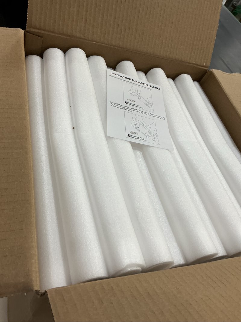 Condition photo showing Good Condition for 100 pcs foam glow sticks, bulk glow sticks with 3 modes colorful flashing, led light sticks, glow in dark party supplies for wedding, raves, birthday, christmas, new year