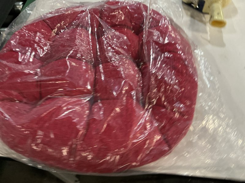 Condition photo showing Good Condition for meditation floor pillow, round floor cushions for adults, button tufted seat cushions for yoga tatami living room, wine red, 22 x 22 x 4 in set of 1 wine red