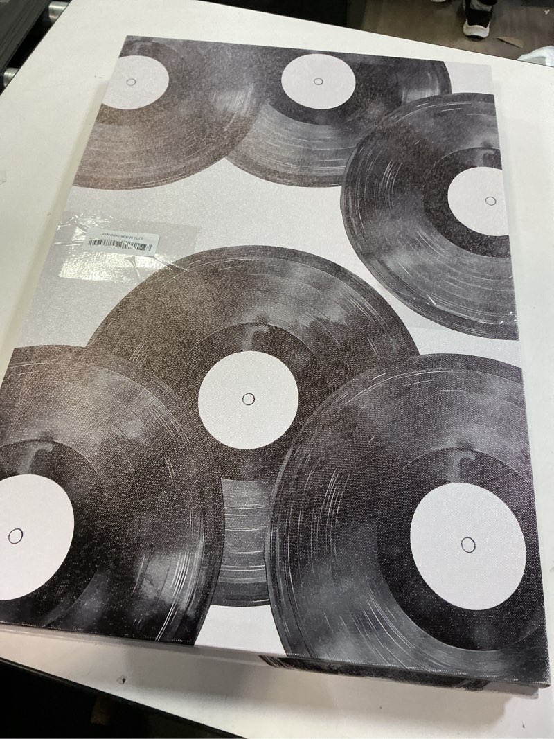 Condition photo showing Good Condition for 3Pcs Trendy Black White Canvas Wall Art Lucky 8 Ball Wall Decor Pictures Disco Ball Poster Prints Record Painting Artwork for Dormitory Bedroom Living room Preppy Decoration 12x16in With frame Disco Canvas 16L"x12W"