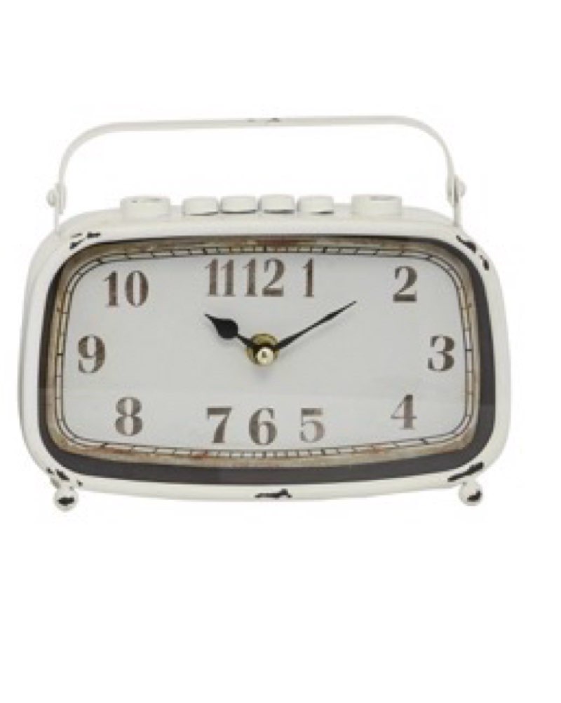 Multi Colored Metal  Retro Radio Style Clock, 8\"W, 6\"H