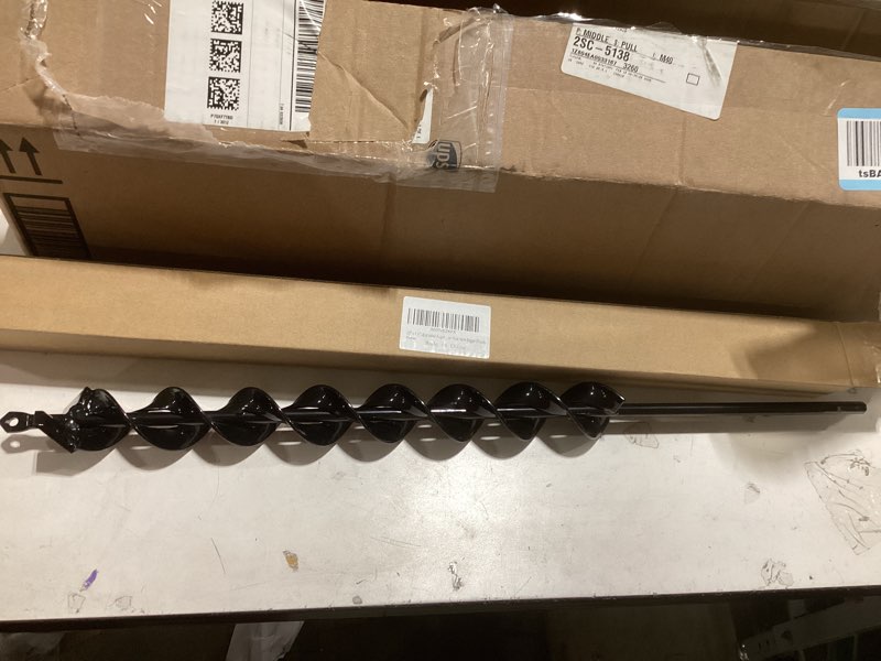 Condition photo showing Good Condition for 23" x 1.6" Upgraded Auger Drill Bit with Sharp Thickended Blades 8 Laps Spiral Blades-Rapid Speed Transfer Soils to Edge, Garden Auger Spiral Drill Bit,Soil Auger for Post Hole Digger(Black)