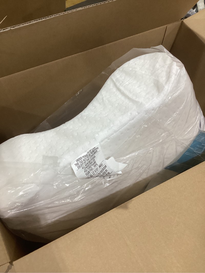 Condition photo showing Good Condition for Sleep Innovations Memory Foam Contour Pillow, Queen Size, Head, Neck, and Shoulder Alignment, Side and Back Sleepers, Medium Support Queen Contour Pillow