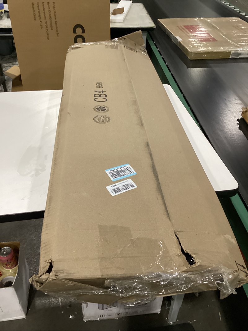 Condition photo showing New/Like New for caius Ironing Board with Steam Iron Rest, 43"x13" Extra Thick Padded Cover, Compact and Space Saver Iron Board Full Size, Easy to Fold, Adjustable Height, Sturdy Metal Frame 43 X 13 Inches With Steam Iron Rest