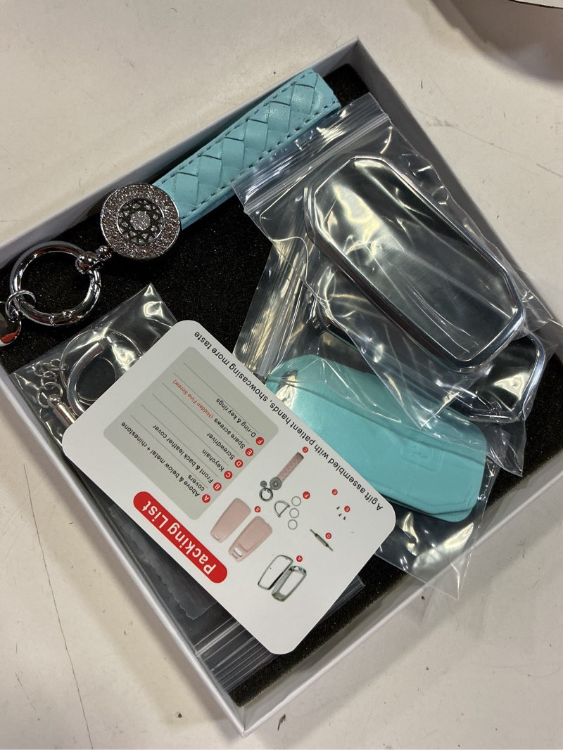 Condition photo showing Good Condition for for Kia Key Fob Cover with Keychain, Blue Leather Rhinestone Key Case Protection Shell Compatible with Cerato Ceed Forte NIRO Sorento Seltos Sportage Soul Telluride Bling Car Accessories Fit for A Ki,a A