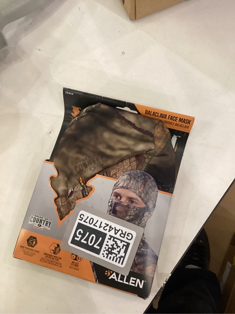 Condition photo showing New/Like New for Allen Company Vanish Stretch Fit Camouflage Balaclava, Camo Hunting Face Cover Mossy Oak Break-up Country One Size Mesh Mouth