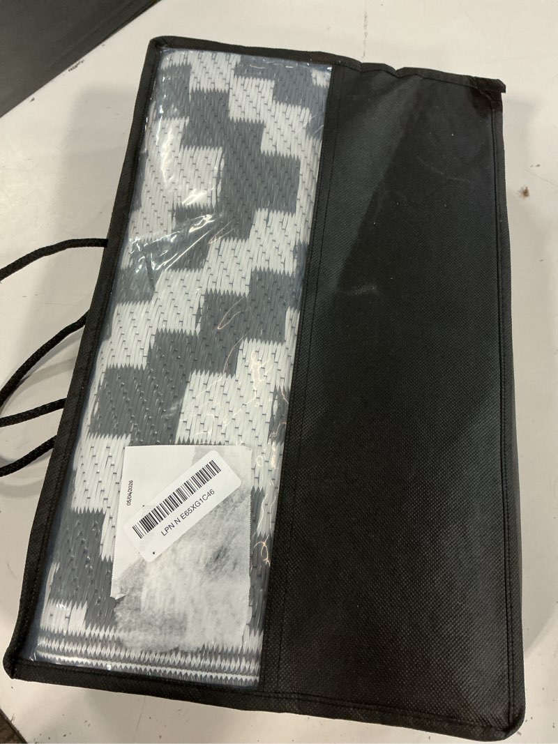 Condition photo showing New/Like New for smiry waterproof outdoor rug 4x6 ft, reversible plastic straw patio camping rugs, outdoor indoor rv mat carpet for patio, outside entry, backyard, deck, bench, picnic, camper, white & grey white and grey 4' x 6' (rectangular)
