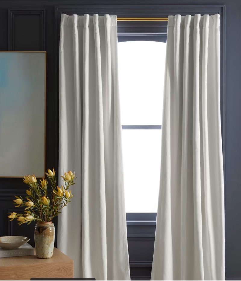 Quince Cotton Velvet True Blackout Curtain, 48x84, Ivory pcs 1