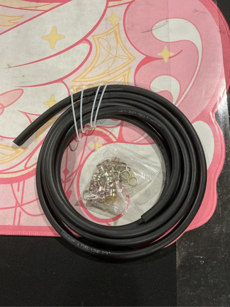 Condition photo showing As Is for 6.6Ft Fuel Line Hose Kit 5PCS with 50Pcs Clamps, 3/8",5/16",1/4",1/2",3/16" ID High Performance 300PSI NBR Rubber for Automotive, Small Engines, ATV, Push Lock Reinforced 6.6Ft*5 Sizes-3/8",5/16",1/4",1/2",3/16"
