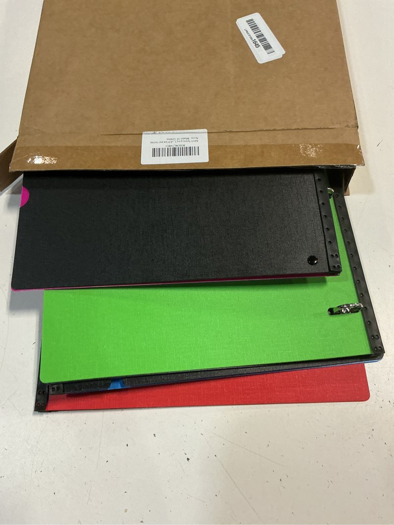 Condition photo showing Good Condition for infun telescoping 3 ring binder - 4pcs, portable plastic 3 ring binder with telescoping spine, binders with foldable front cover holds 8.5"x11" paper for school, office, homes