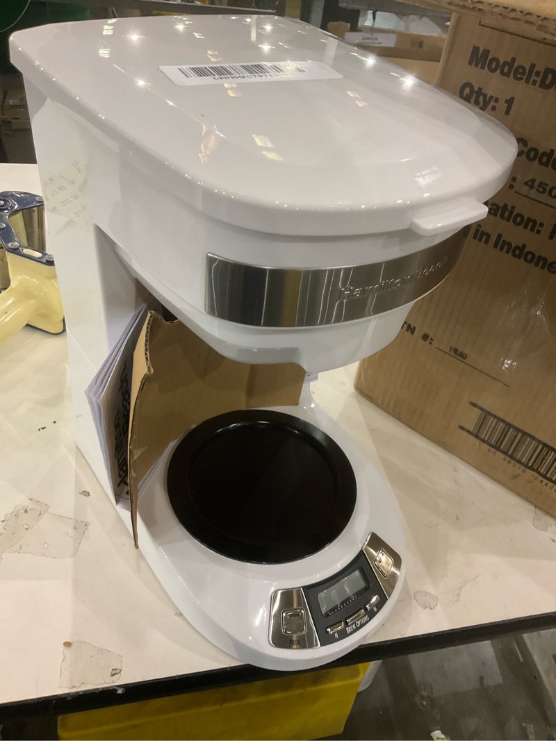 Condition photo showing As Is for Cuisinart 14-Cup Coffee Maker, Programmable PerfecTemp Glass Carafe Coffee Machine with 1-4 Cup Setting, Brew Strength Control and Brew Pause, Stainless Steel, DCC-3200WNAS, White 14-Cup Glass White