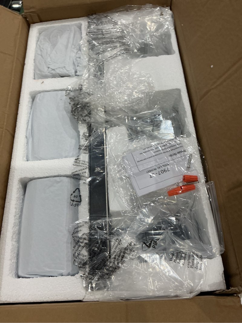 Condition photo showing Good Condition for 3-light vanity light fixture, bathroom wall sconces, bathroom vanity lighting over mirror | square clear glass shade | bulbs not included | e26 socket | chrome chrome 3-light