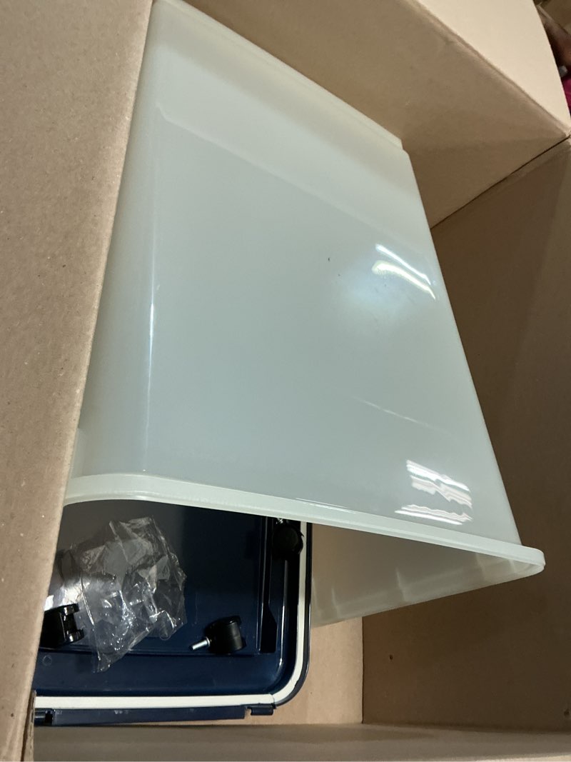 Condition photo showing Good Condition for iris usa dog food storage container, up to 54 pounds, attachable wheels, for dog cat bird and other pet food storage bin, keep fresh, easy mobility - made in usa, navy/pearl 54 lbs navy/pearl