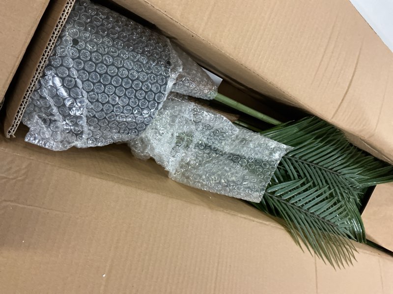 Condition photo showing Good Condition for artificial palm tree 5ft tall faux palm tree indoor fake plants faux tropical plant, uv resistant & maintenance free indoor/outdoor fake tree in pot for home office living room patio decor 5ft fine leaved