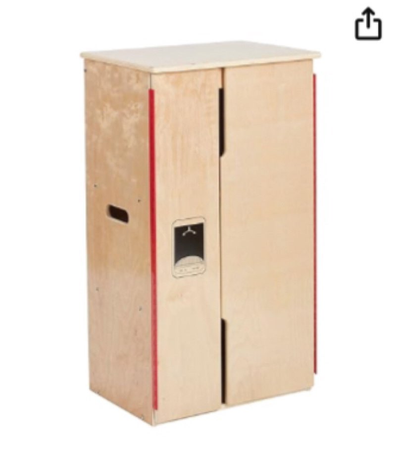 ECR4Kids Play Kitchen Refrigerator, Wooden Playset, Natural