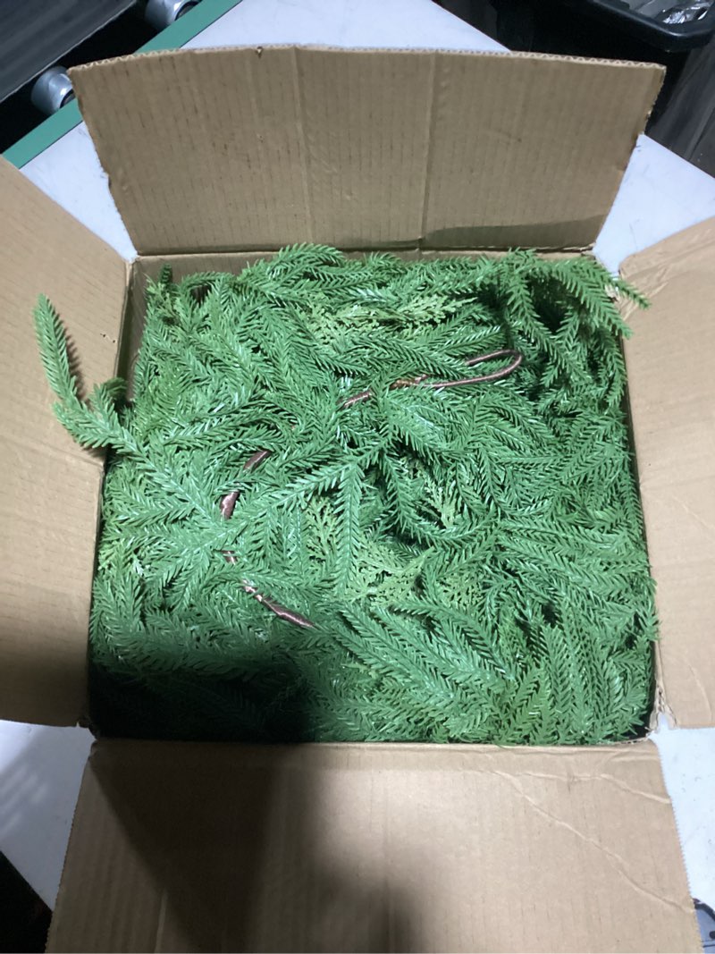 Condition photo showing As Is for Extra Thick&Lush - 6Ft by 12 Inch Christmas Garland Norfolk Pine Garland, Real Touch Cedar Garland, Realistic Soft 120 Branch Tips Pine&Cedar Faux Greenery Cypress Garlands for Mantle Outdoor Indoor
