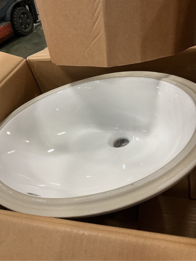 Condition photo showing As Is for Project Source Brookside Vitreous China 16.3-in Undermount Oval (missing clips)