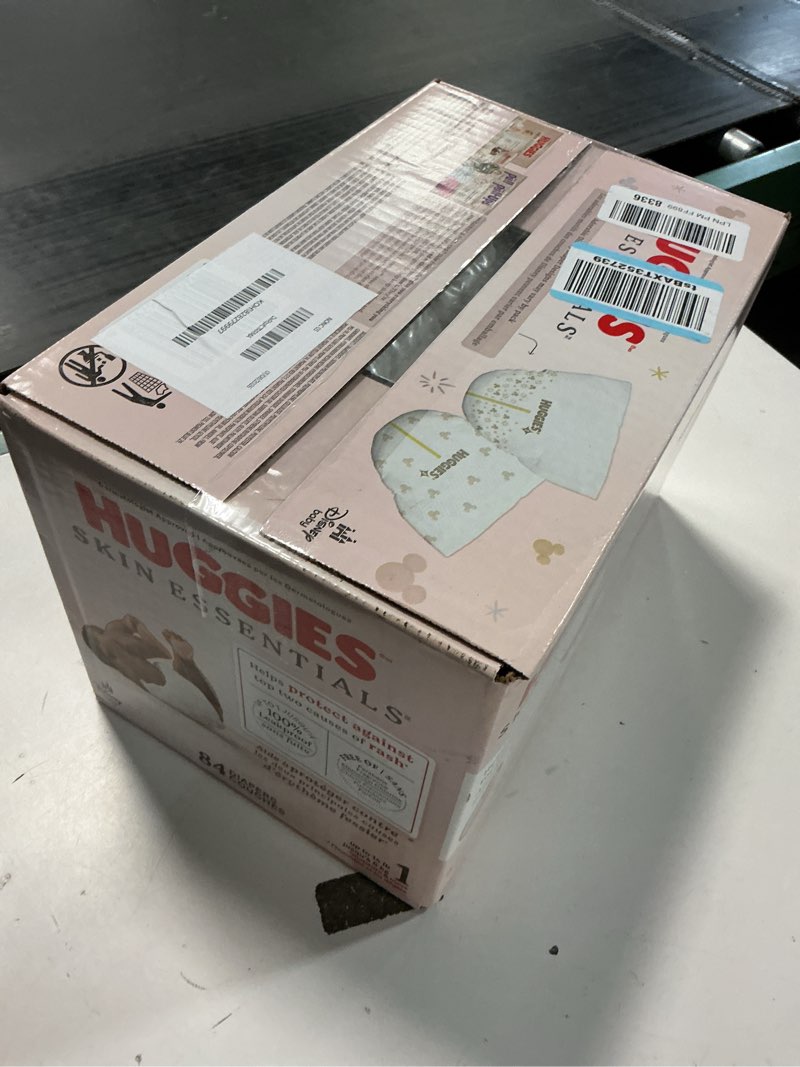 Condition photo showing New/Like New for Huggies Size 1 Diapers, Skin Essentials Baby Diapers, Size 1 (8-14 lbs), 84 Count, Packaging May Vary Size 1 84